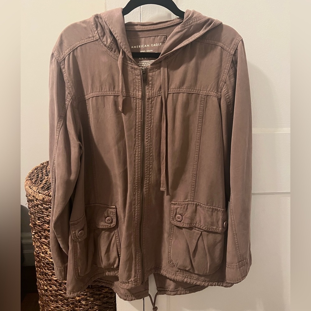 XL AEO Hooded Purple Parka Size